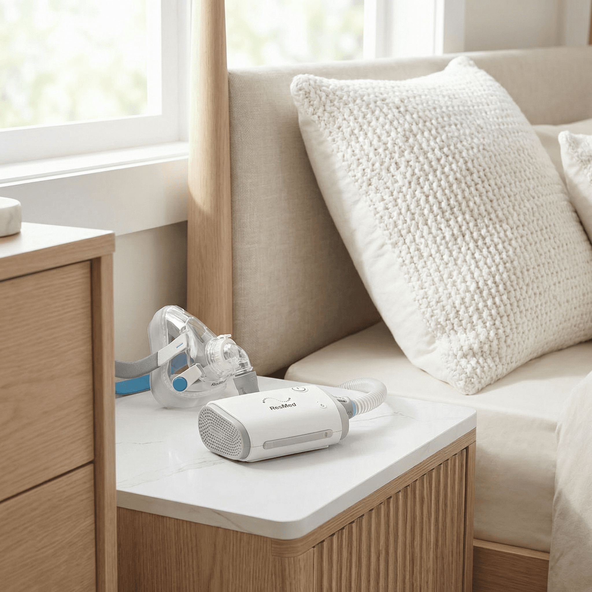CPAP device on nightstand — treatment after diagnosis
