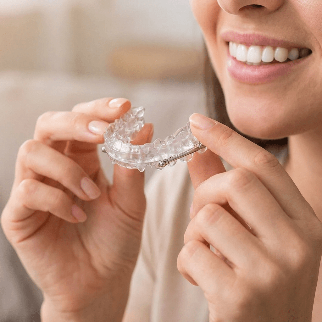 Side view diagram of a mandibular advancement device